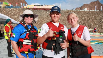 Marlene Heimann, Joey Berkachy and Sienna Robertson-Jones participated in the Dubai Stand-Up Paddle event