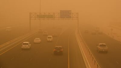 Dust storms created hazardous conditions for drivers in Kuwait City, Kuwait, where winds reached 50kph. EPA