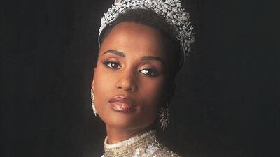 Miss Universe 2019 Zozibini Tunzi wears the Power of Unity crown. Photo: Mouawad