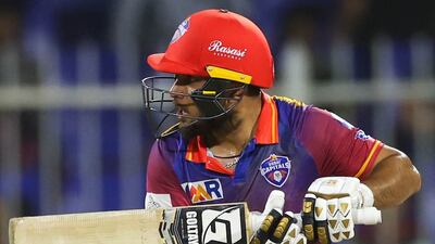 Rahul Chopra in action for Dubai Capitals in the ILT20 against Gulf Giants at Sharjah Cricket Stadium on January 27, 2024. Photo: ILT20