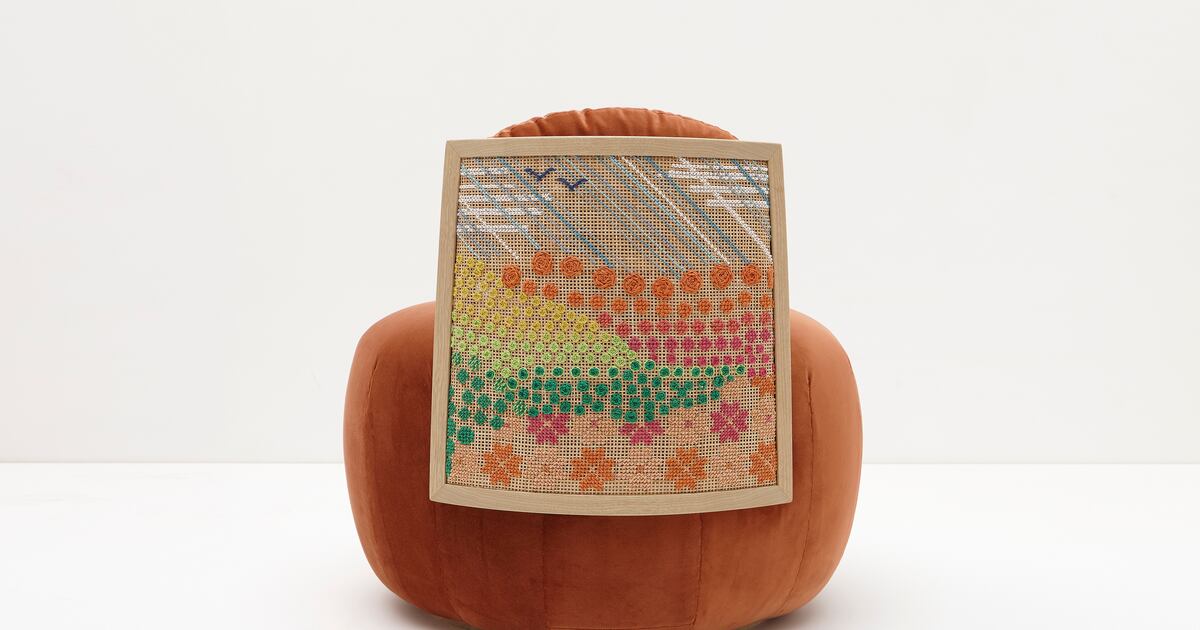Palestinian Pattern Chair Designer showcases hand-woven craft chairs created with Palestinian ...