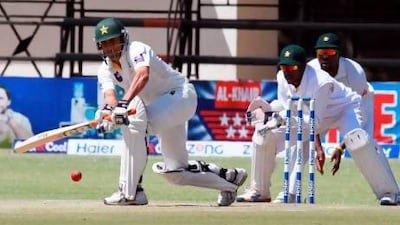 The innings of Pakistan's Younis Khan, left, was patience personified. Tsvangirayi Mukwazhi / AP Photo