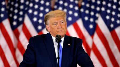 President Donald Trump speaks about early results. Reuters