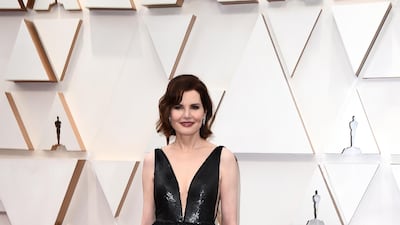 Geena Davis in Romona Keveza SS19 RTW at the Oscars at the Dolby Theatre in Los Angeles. AP