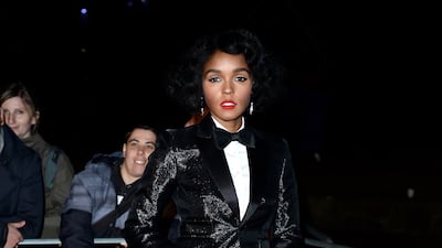 Janelle Monae, wearing a tuxedo jacket with a tulle skirt and Edie Parker clutch, attends the Moonlight screening at the BFI London Film Festival on October 6, 2016. Getty Images