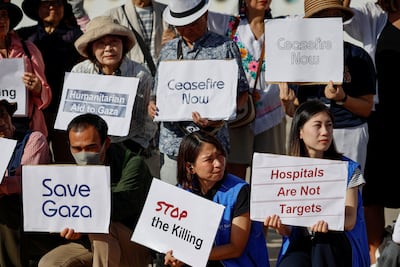 The vessel is on a global cruise calling for a ceasefire in Gaza, during which it will dock at various ports where a protest will then be staged. Reuters