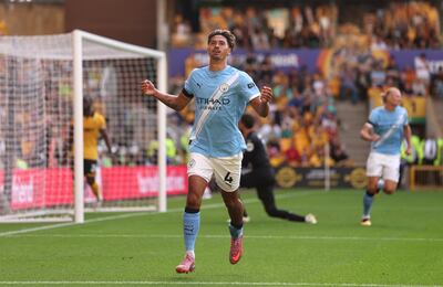 Tijjani Reijnders of Manchester City celebrates scoring his team's second goal. Getty Images