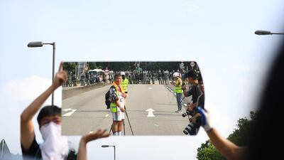 Protestors rally in Tai Po area of Hong Kong on August 10, 2019. AFP