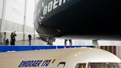 Boeing and Embraer expect to close the $4.75bn commercial jets venture deal before the end of next year. AFP