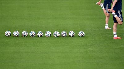 Russia’s squad attend a training session at Estadio Novelli Jr in Itu, before the start of the 2014 Fifa World Cup in Brazil. Kirill Kudryavtsev / AFP