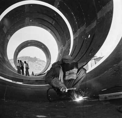 Latif Al Ani's 1961 image of an oil pipeline being built in northeast Iraq will be part of Jameel Arts Centre's inaugural show