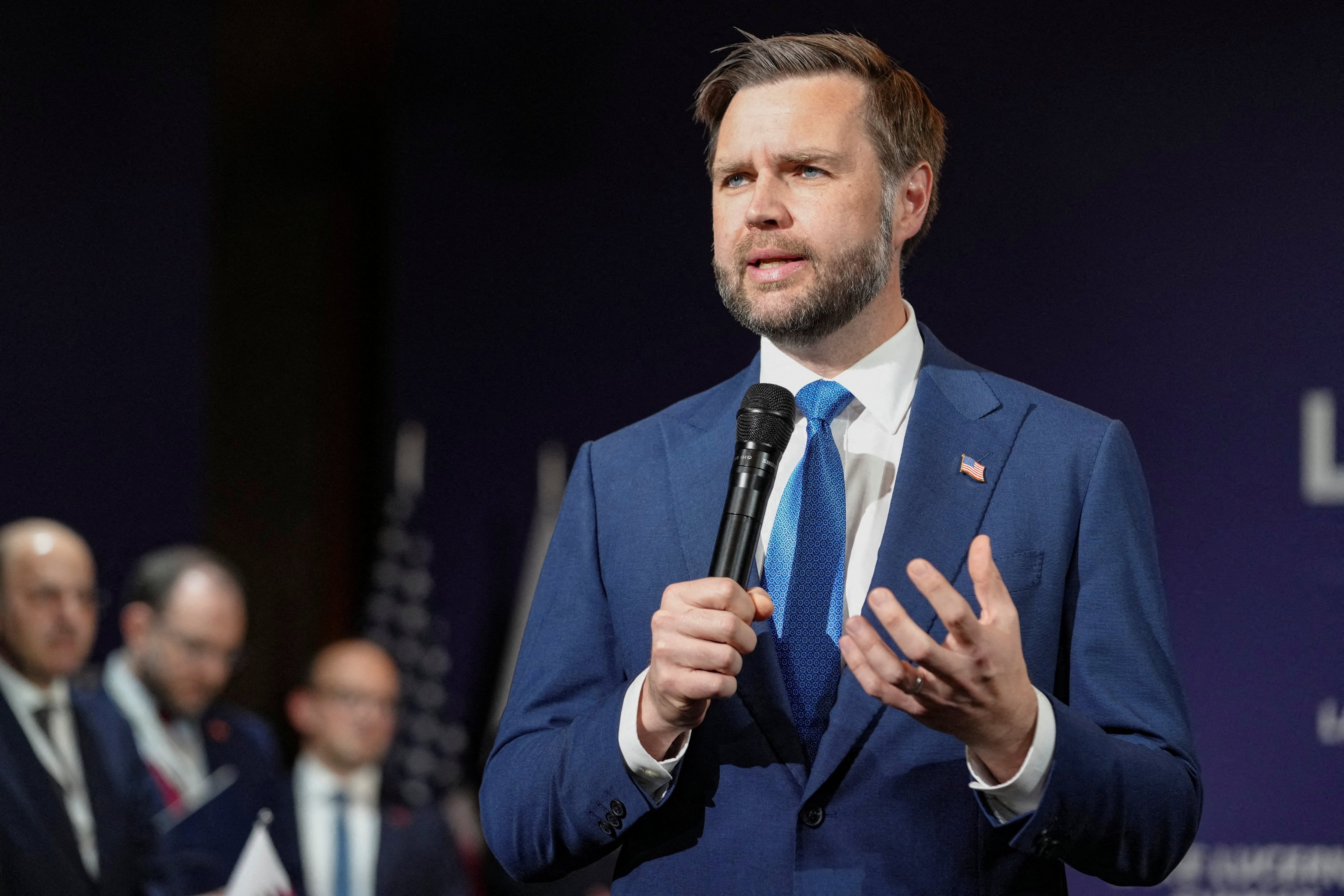 US Vice President JD Vance makes an opening statement at the start of the quadrilateral meeting. Reuters