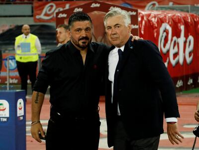 AC Milan manager Gennaro Gattuso played under Napoli counterpart Carlo Ancelotti when the latter was in charge at San Siro. Reuters