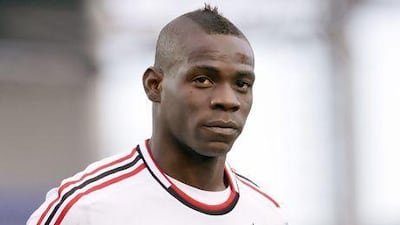 AC Milan's forward Mario Balotelli looks on during the Serie A football match against Cagliari on Sunday. Alberto Lingria / AFP