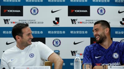 Chelsea manager Frank Lampard and midfielder Mateo Kovacic during the press conference. Reuters