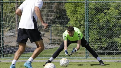 Jassem Koleilat, a 16-year-old Czech/Lebanese national who attends Dubai’s Lycee Francais Internationale Georges Pompidou, shows his skills in training. The teenager has signed with Ligue 2 club Stade Lavallois to pursue his professional dream. Jeffrey E Biteng / The National