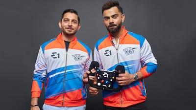 Adi Mishra and India cricket star Virat Kohli, right, will be the guiding forces behind UAE's Team Blue Rising. Photo: Blue Rising