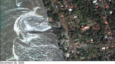 21. The tsunamis, caused by a 9.0 magnitude earthquake, also struck Sri Lanka. Photo: Nasa
