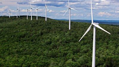 Wind turbines in Maine, the US. Investment in wind energy projects is expected to pick up this year. AP