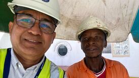 Welfare officer Willy Nebria, left, from the Mission to Seafarers, has been supporting crew members stranded in the UAE due to the closure of the Strait of Hormuz. Photo: Mission to Seafarers