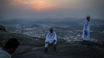 Muslim worshippers take a rest as they visit Mount Al-Noor. Mast Irham / EPA