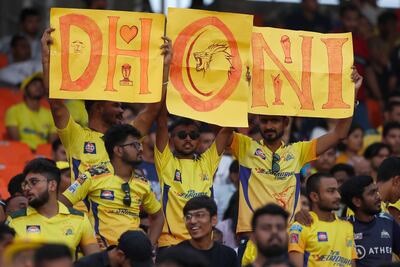 Chennai Super Kings fans show their support for MS Dhoni during the 2023 IPL final against Gujarat Titans. Getty Images