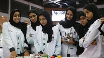 Pupils drive their robots to complete tasks. Teachers have noticed a growing interest in the contest due to the curriculum reforms. Ravindranath K / The National