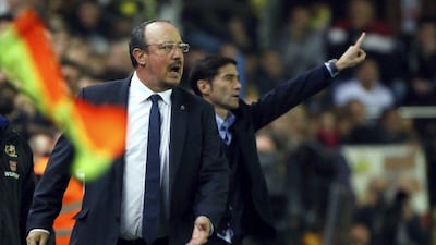 Real Madrid manager Rafa Benitez reacts during his team's La Liga match against Villarreal last weekend. Juan Carlos Cardenas / EPA / December 13, 2015