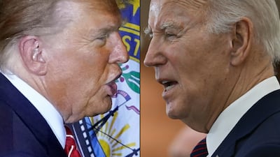 Joe Biden, right, and Donald Trump will face each other in their first 2024 televised debate on June 27. AFP