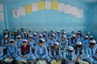 Schoolboys in class at a high school in Kandahar. AFP