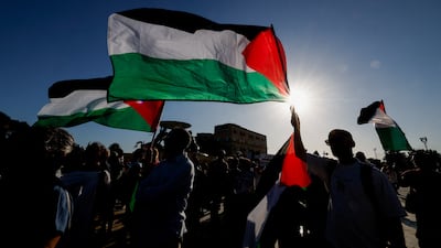 Pro-Palestinian protesters in Malta's capital Valletta. Reuters