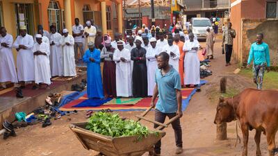 Devotees perform Eid Al Fitr prayers at the Noor Mosque in Kampala, Uganda. AFP
