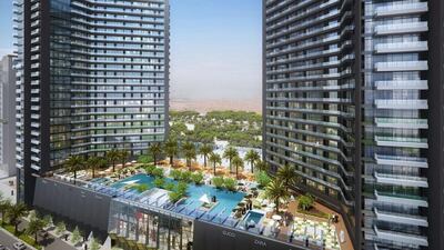 The Skyline Towers – which will become Dubailand’s tallest structure when completed in 2018, each will span 34 floors. Courtesy Tamniyat Global