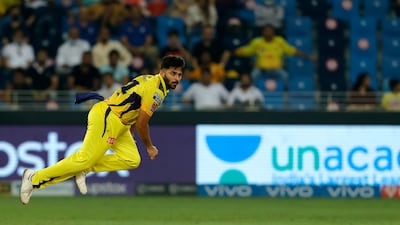 Shardul Thakur of Chennai Super Kings bowling during the final.