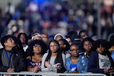 Kamala Harris supporters looking glum at an election night party at Howard University in Washington, DC. AP