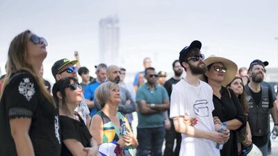 Ricky’s family at their son’s memorial. Scotsman Ricky Gilchrist, 46, was killed on Maliha Road in Sharjah on August 9. Reem Mohammed / The National
