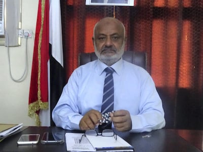 The governor of Yemen’s port city of Al Hodeidah, Dr Al Hasan Taher, talks about the crimes committed by the Houthi rebels. Ali Mahmood for The National