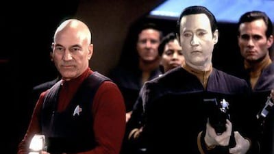 Patrick Stewart, left, and Brent Spiner as Captain Jean Luc-Picard and Data the android from Star Trek. Courtesy Paramount