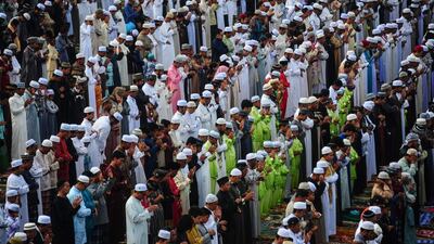 Thai Muslims take part in morning prayers in Thailand’s southern province of Narathiwat. AFP