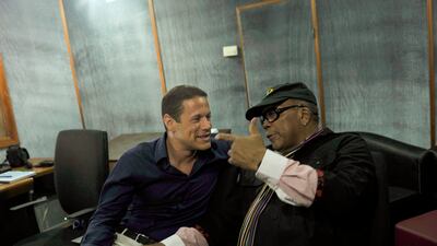 Quincy Jones and Badr Jafar on the recording of Bokra in 2011. Photo: Badr Jafar