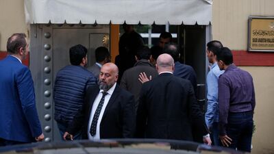 Members of a Saudi and Turkish inspection team enter Saudi Arabia's Consulate in Istanbul on October 15, 2018. AP Photo