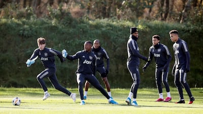 Manchester United players prepare for their Europa League clash at the AON Training Complex. Reuters