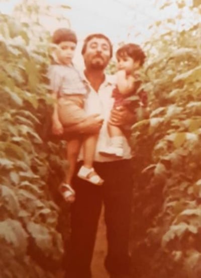 Yahya Al Kodmani with his two older children, Yamen and Yara, in around 1984. Courtesy: Yazen Al Kodmani