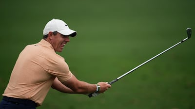 Rory McIlroy works out on the range on April 4 ahead of the Masters at Augusta National Golf Club. AP