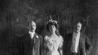 Alice Lee Roosevelt, daughter of president Theodore Roosevelt, married Ohio representative Nicholas Longworth in the East Room on February 17, 1906. From 'The Story of the White House', by Esther Singleton, Volume II. Getty