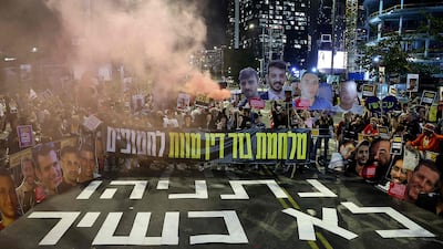 Demonstrators in Tel Aviv call for action to release the remaining Israeli hostages held in Gaza. AFP