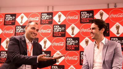 Kaka, part of Brazil's 2002 World Cup-winning squad, is introduced to the audience.