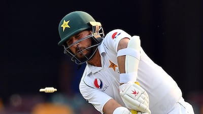 Pakistan's Yasir Shah is clean bowled by Mitchell Starc. AFP