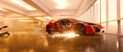 The Lykan HyperSport stunt car in a scene from Fast & Furious 7. Courtesy: ADFC/twofour54