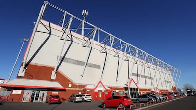 The ground of Crewe Alexandra in northern England. Former football players who were subjected to years of sexual abuse by coach Barry Bennell, who coached at the Crewe academy. (Martin Rickett/PA via AP)